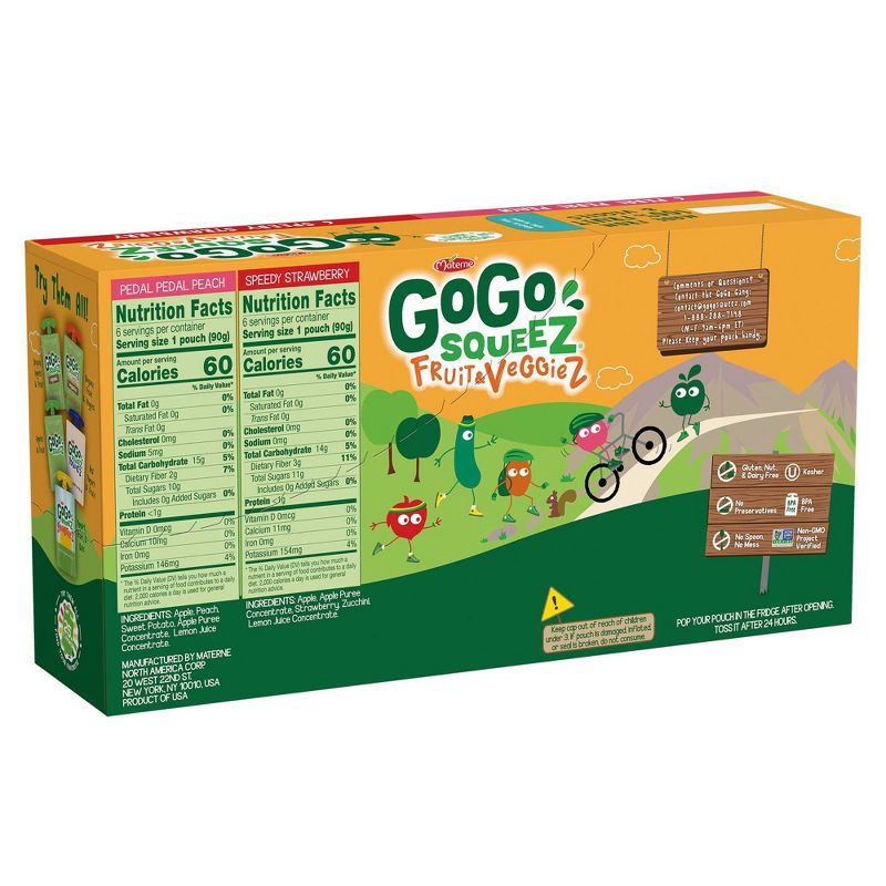 GoGo squeeZ Fruit & VeggieZ, Variety Peach/Strawberry - 3.2oz/12ct