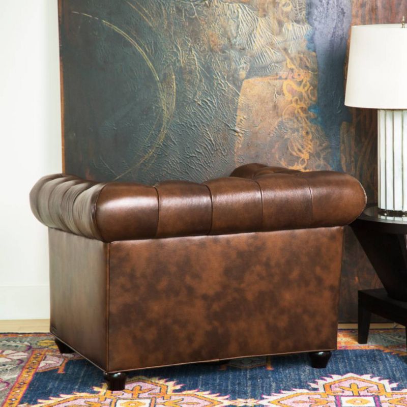 Keswick Tufted Leather Armchair Brown - Abbyson Living