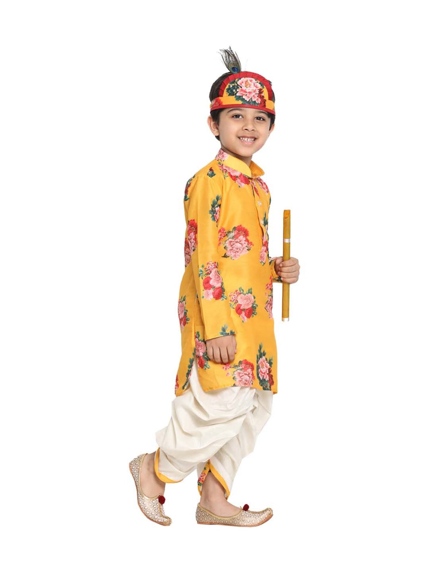 VASTRAMAY Kids Yellow Printed Kurta Set