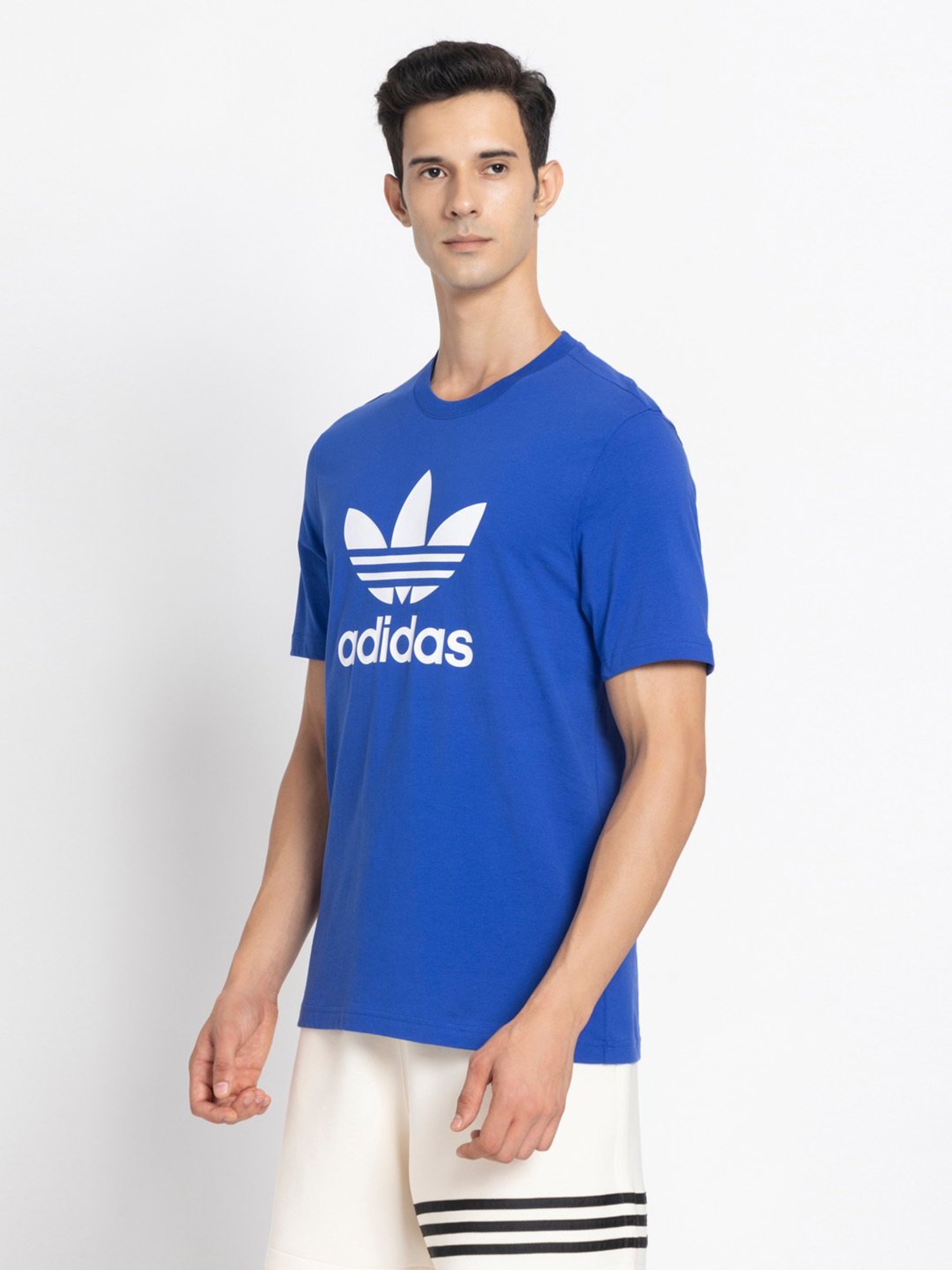 Adidas Blue 100% Cotton Regular Printed  T-Shirt