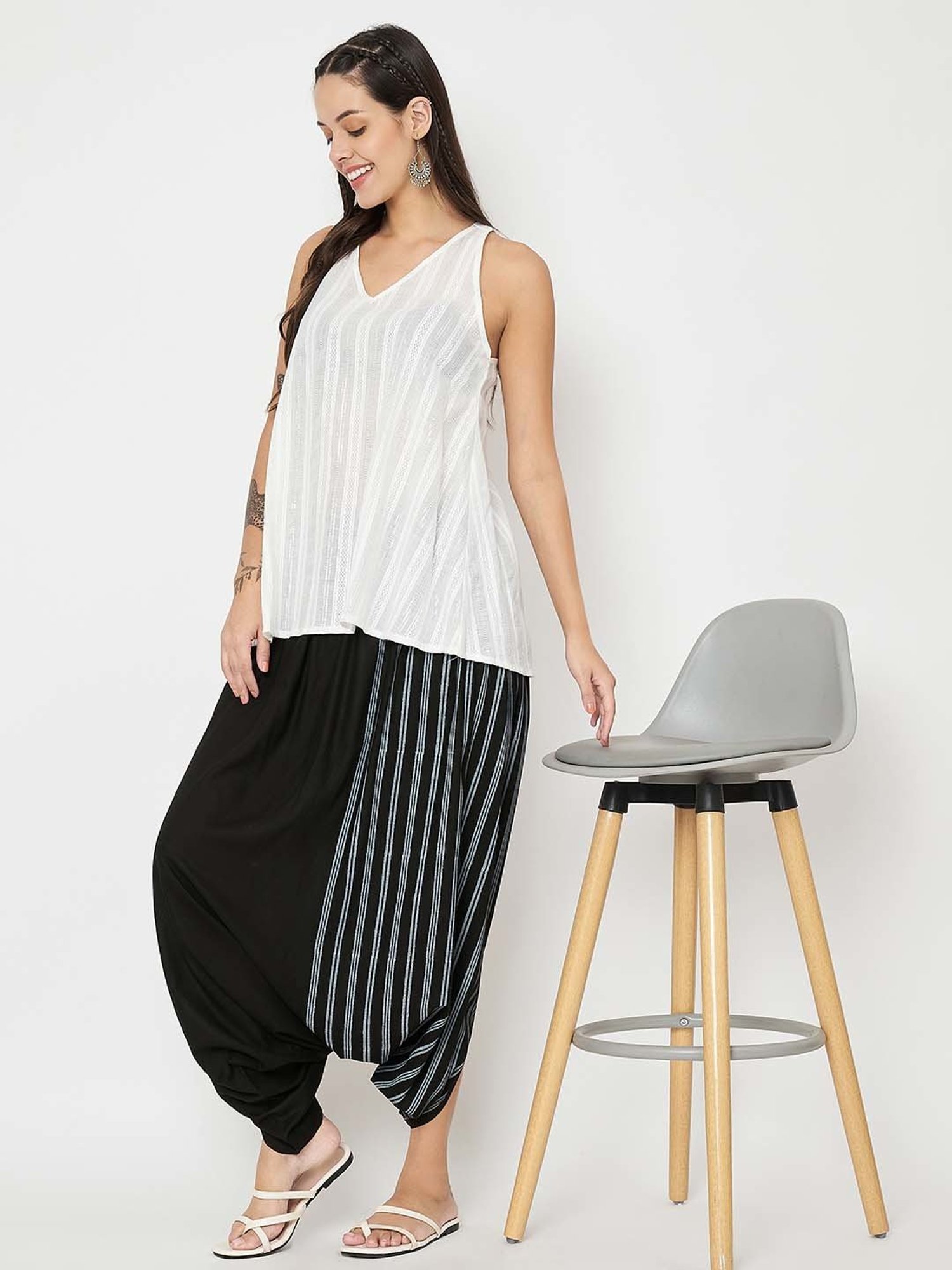 9rasa Black Striped Salwar