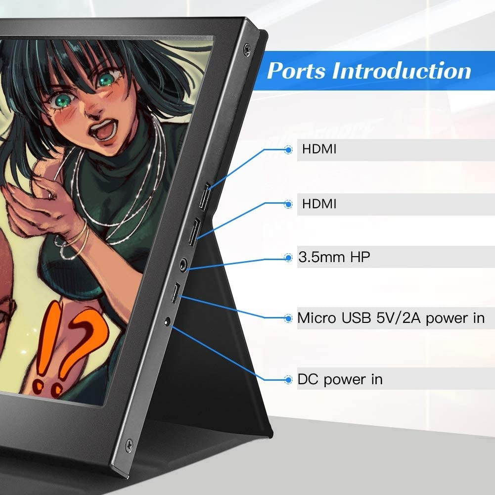 Portable Monitor 13.3 inch,Prechen Computer Display1920x1080 USB Gaming Monitor with Dual HDMI Interfaces External Secondary Display for PC Mac Laptop Phone PS3 PS4 Xbox Dual Speakers Leather Case