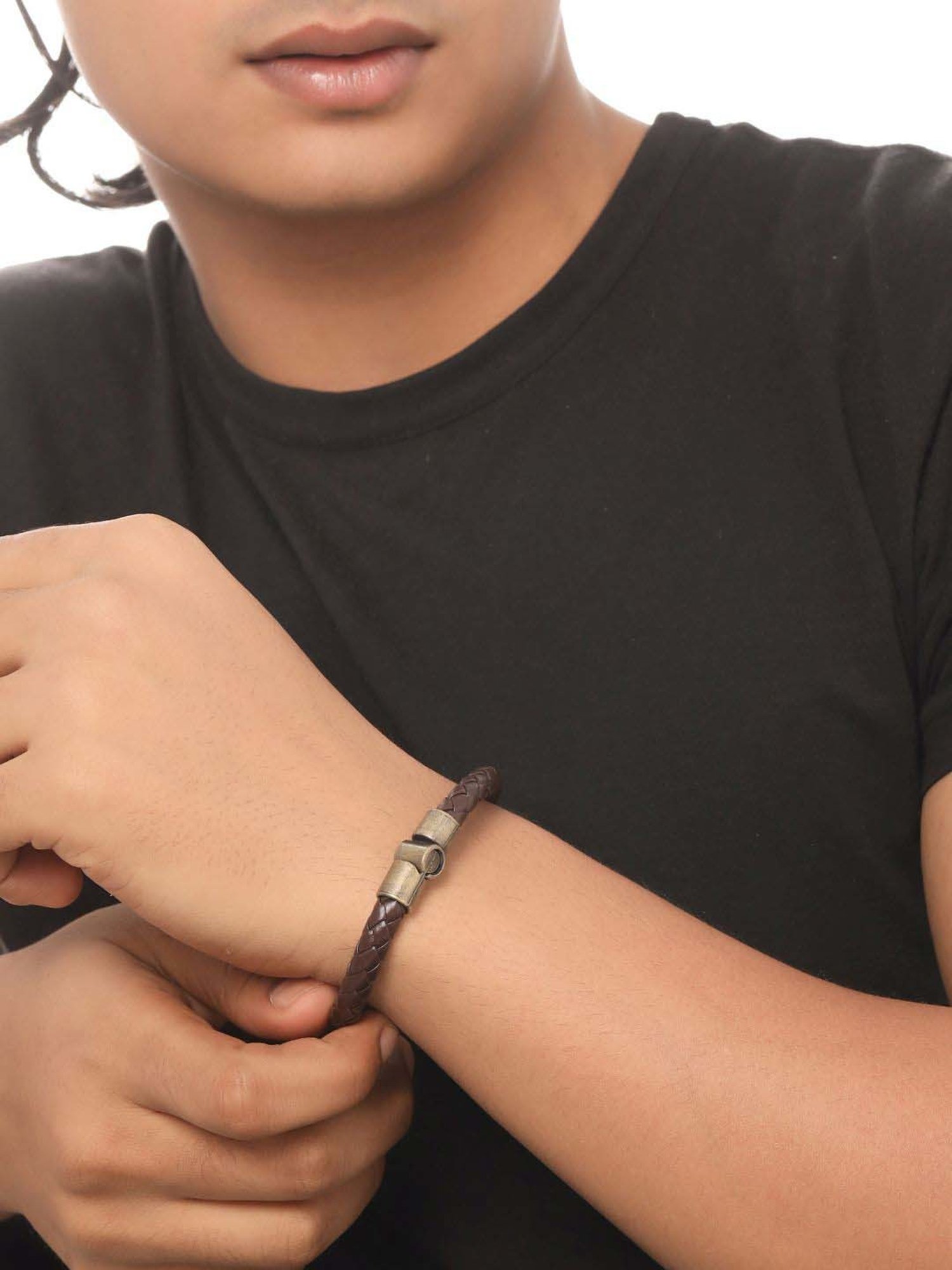 NVR Brown Leather Bracelet for Men