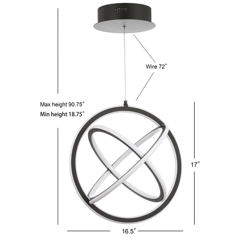 16.5" Adjustable Orbit Pendant (Includes Energy Efficient Light Bulb) Black - JONATHAN Y
