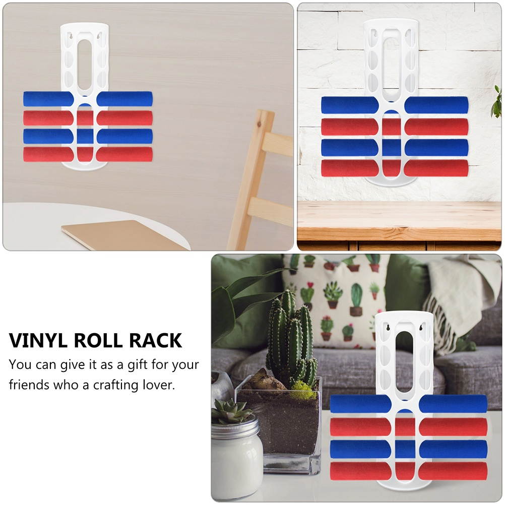 2Pcs 14-holes Wall Mounted Adhesive Craft Room Organizer Vinyl Roll Holder Vinyl Roll Rack