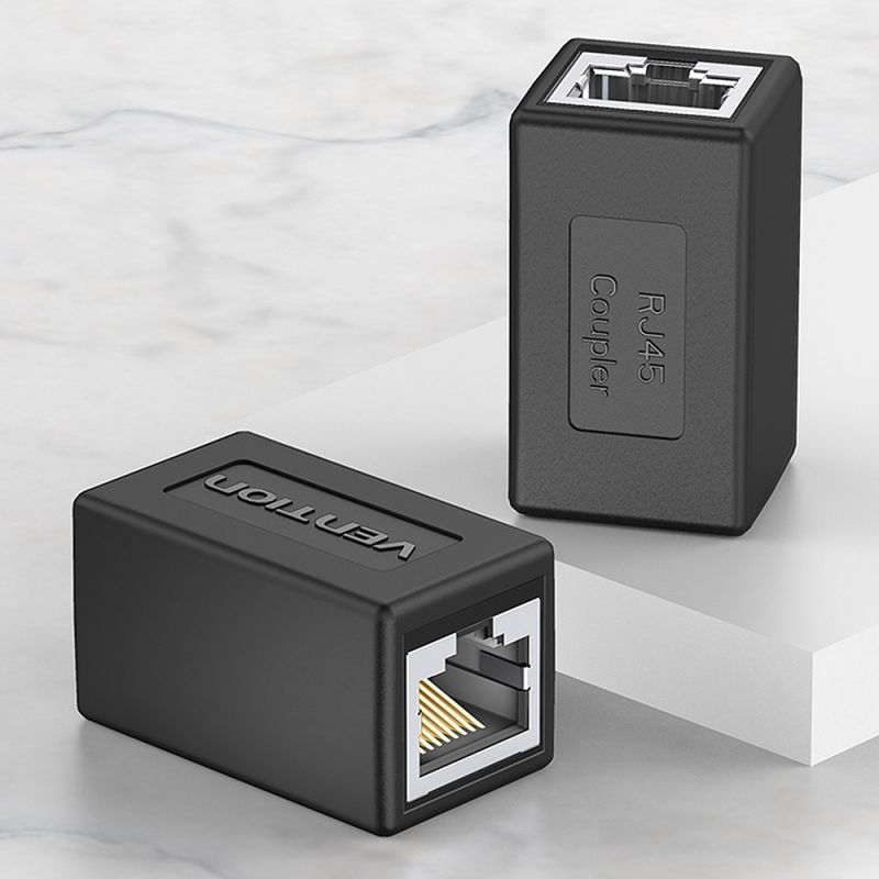 Vention IPVB0-10 RJ45 Connector Cat.6 FTP Keystone Jack Coupler for Network Cable Extension Black 10 Pieces