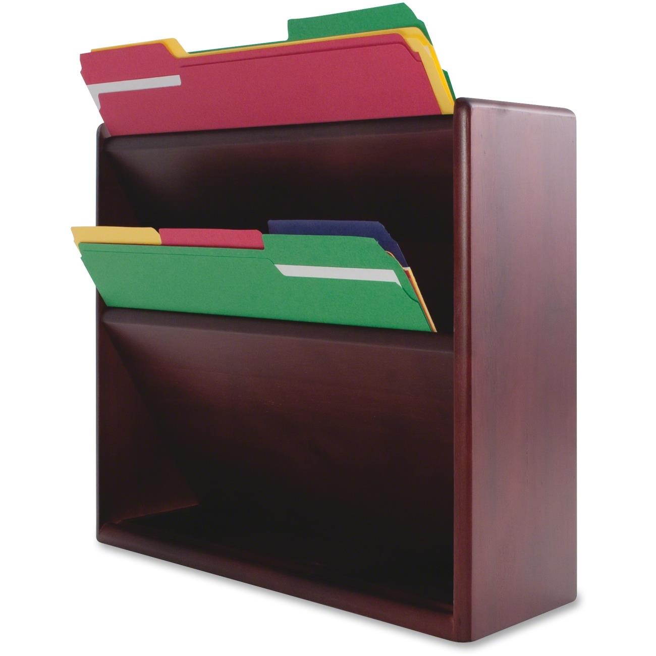 Hardwood Double Wall File, Letter, Two Pocket, Mahogany