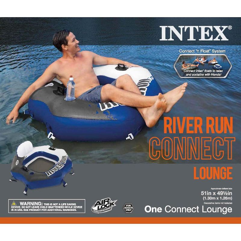 Intex 58854EP River Run Connect Lounge Inflatable 1 Person Floating Tube