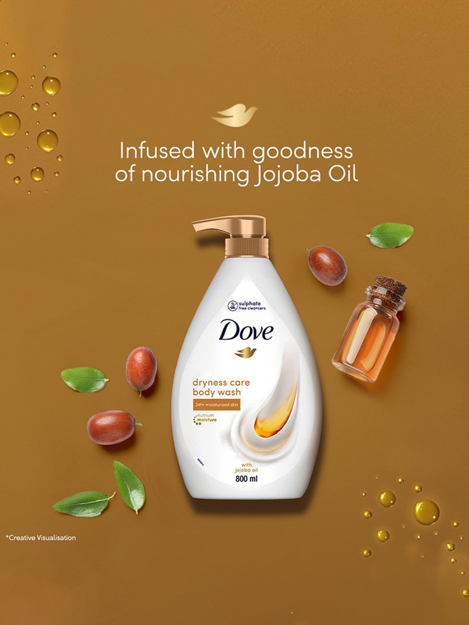 Dove Dryness Care Body Wash with Jojoba Oil - 800 ml