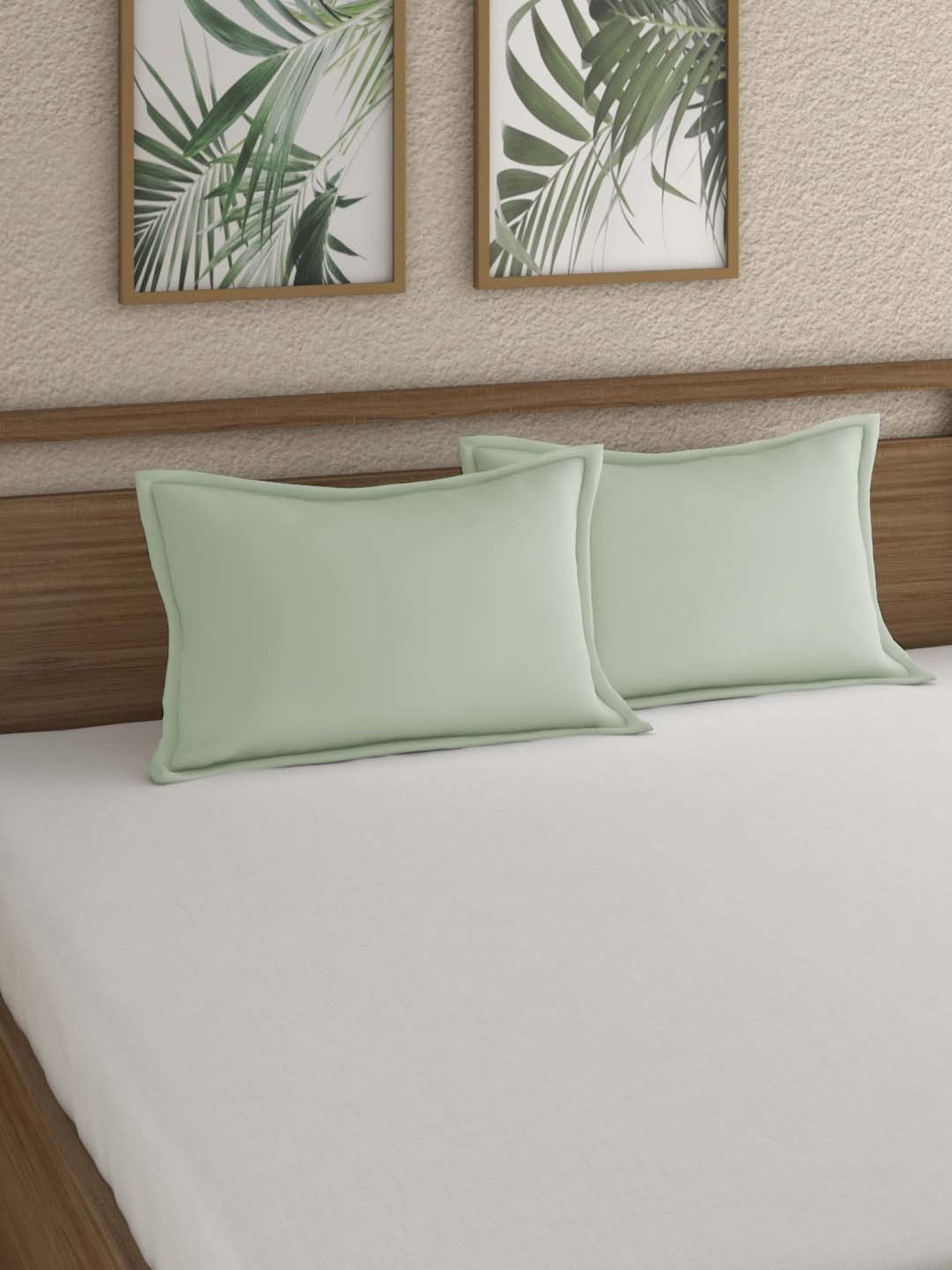 Pizuna 100% Cotton 400 TC Pillow Cover, Standard, Light Sage, 2 Pieces