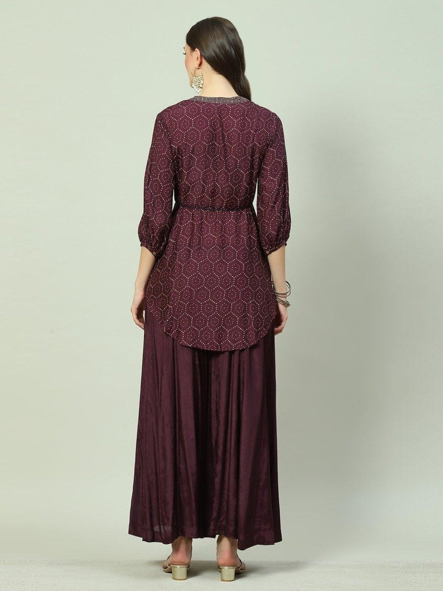 Biba Purple Printed Liva Tunic Pant Set