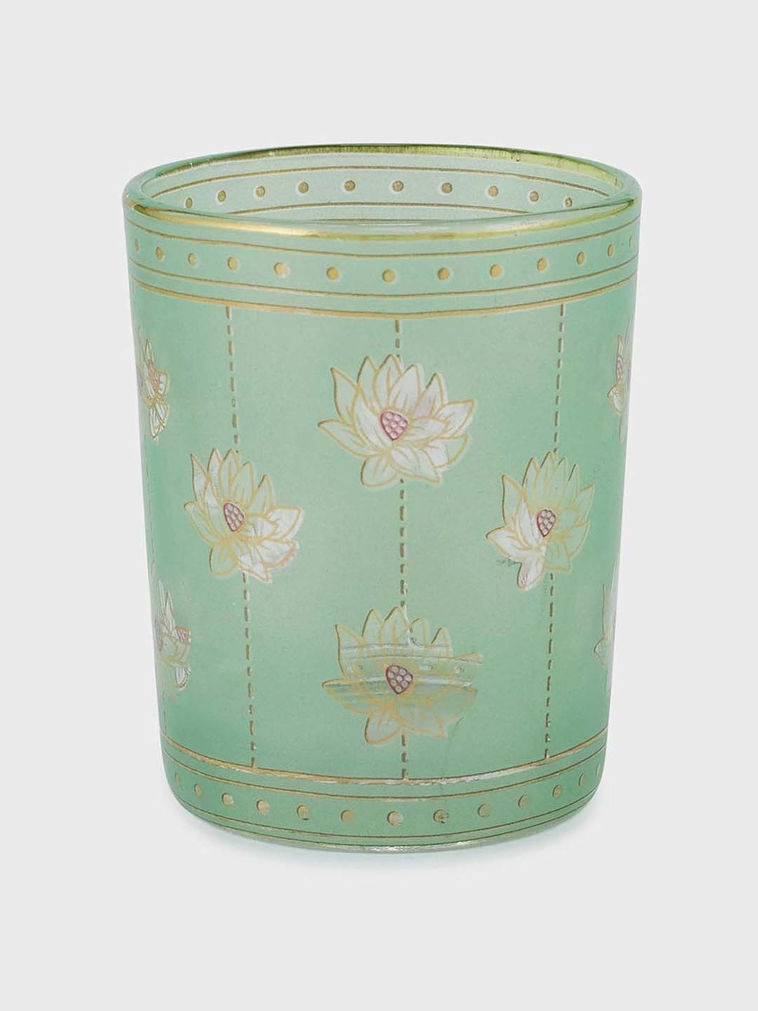 Fabindia Home Nalina Green & Blue Glass T-Lite Holder Gift Set