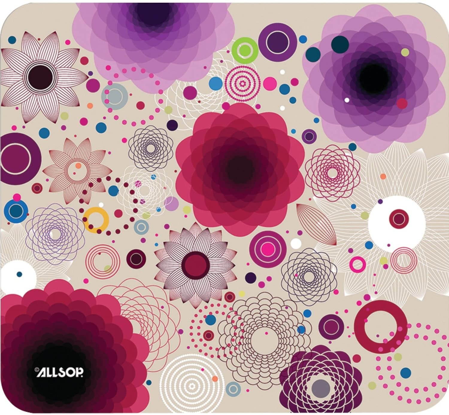 Allsop Mouse Pad, Retro Floral (30594),Black,9"7"