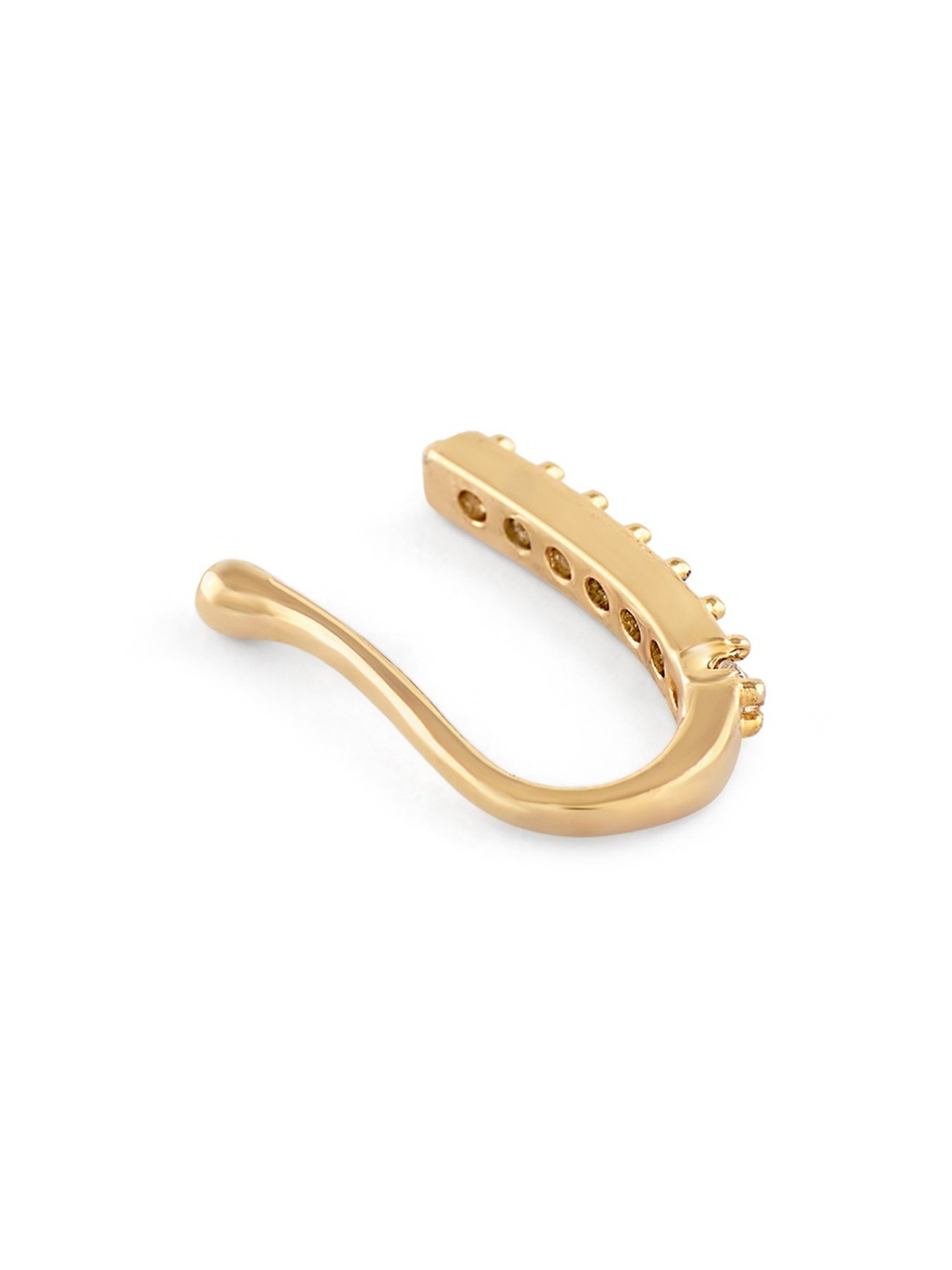 Zaveri Pearls Gold Tone Cubic Zirconia Embellished Contemporary Brass Clip On Nose Pin-ZPFK17173