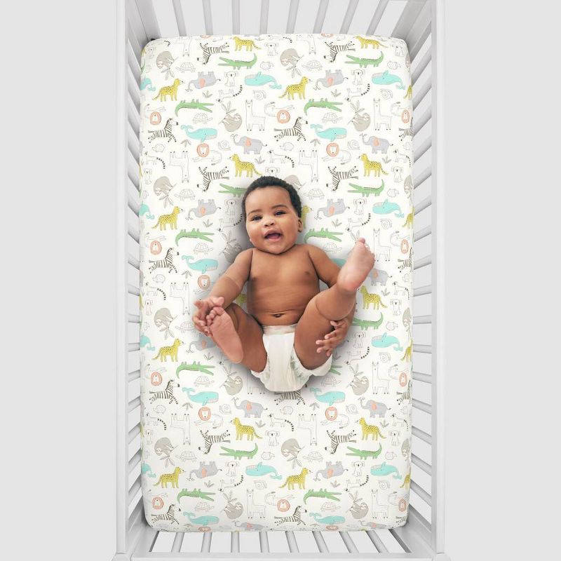 Carter's Colorful Zoo Animals Super Soft Mini Crib Fitted Sheet