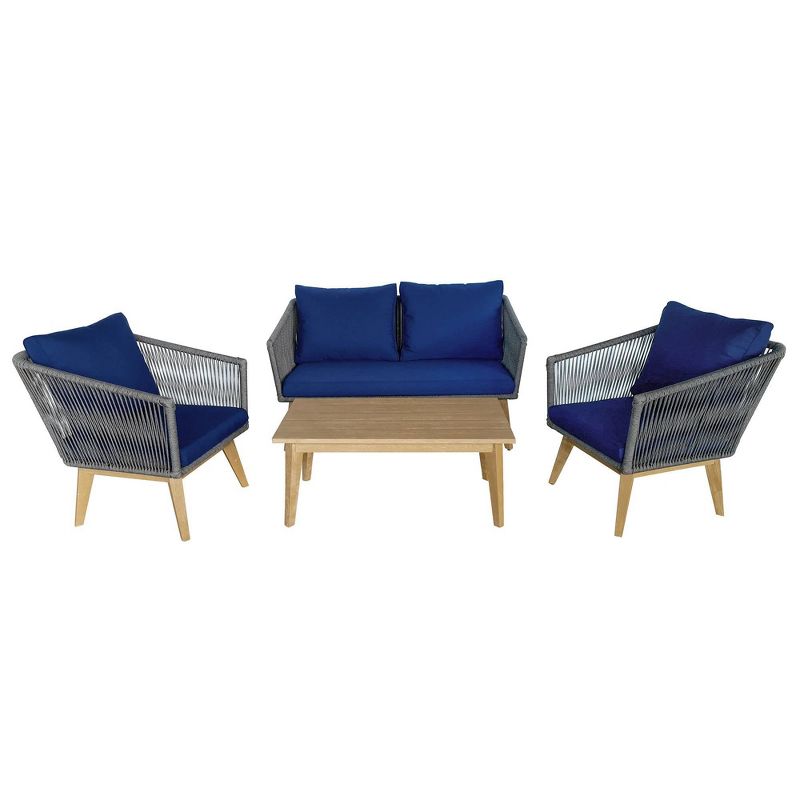 Outdoor 4pc Conversation Set with Cushions - Navy - TK Classics