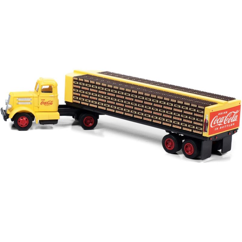White WC22 Truck Tractor with Bottle Trailer Yellow "Coca-Cola" 1/87 (HO) Scale Model by Classic Metal Works