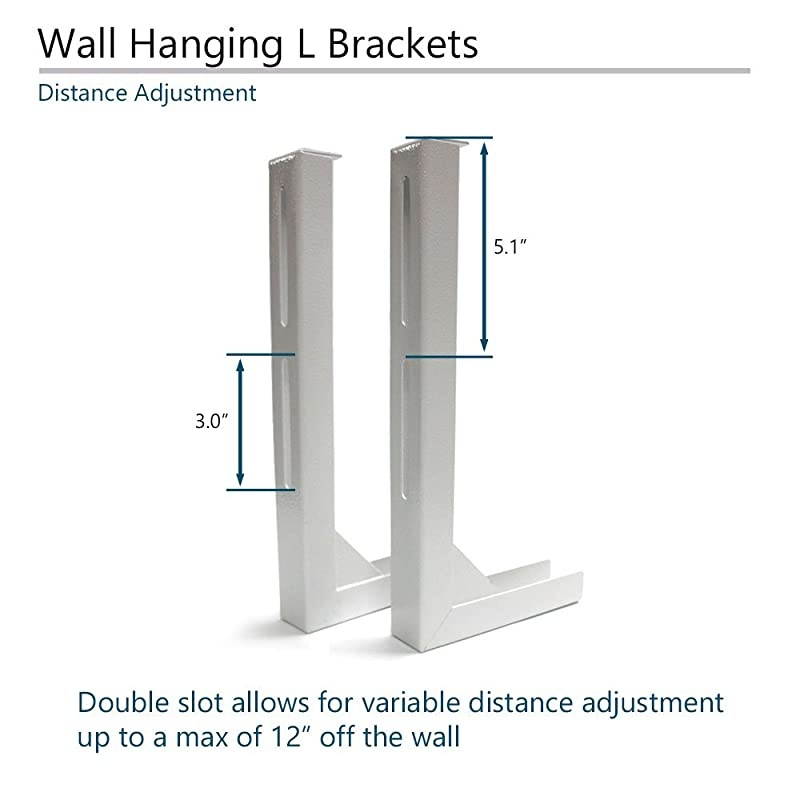 12quot White Universal Projector Screen LBrackets Reinforced Single Metal Welded Construction Wall or Ceiling Mount Includes Hooks and Hardware Model ZVMAXLB12W