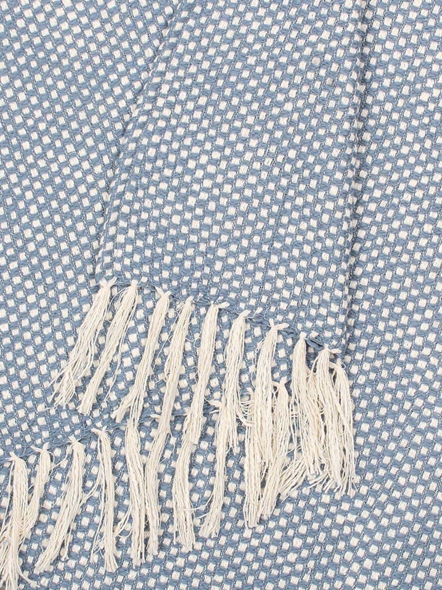 House This Vindhya Blue Cotton Medium Throw