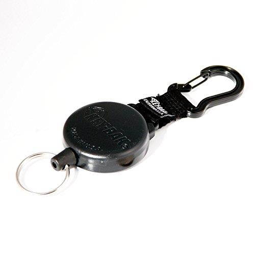 KEY-BAK #488B Retractable Reel with 48 inch (120 cm) Kevlar Cord, Durable Polycarbonate Case, Zinc Alloy Carabiner, Split Ring