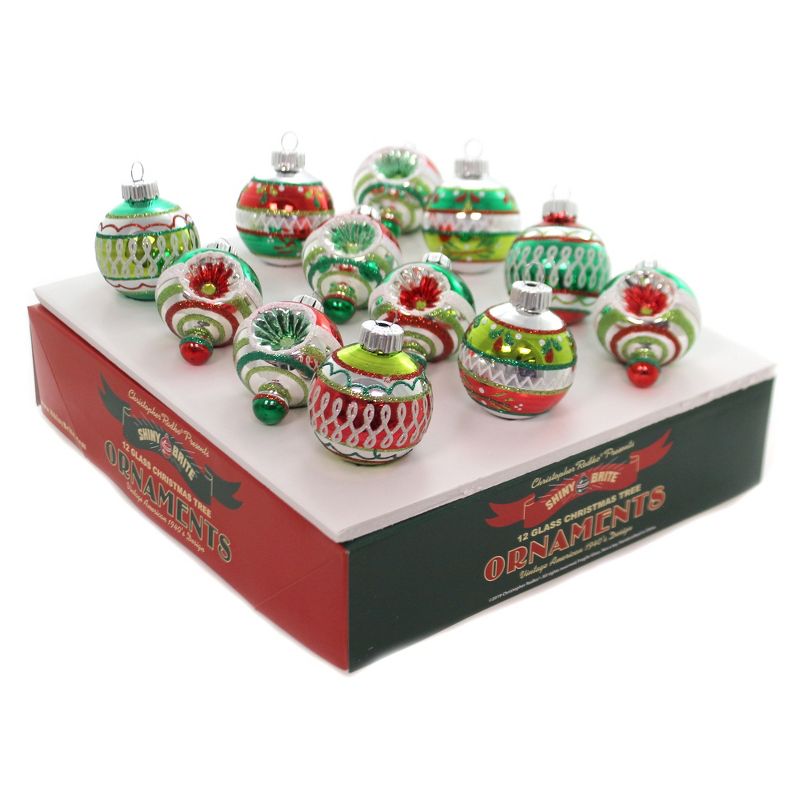 Shiny Brite 2.25" Hs Rounds & Shapes Holiday Splendor  -  Ornament Sets