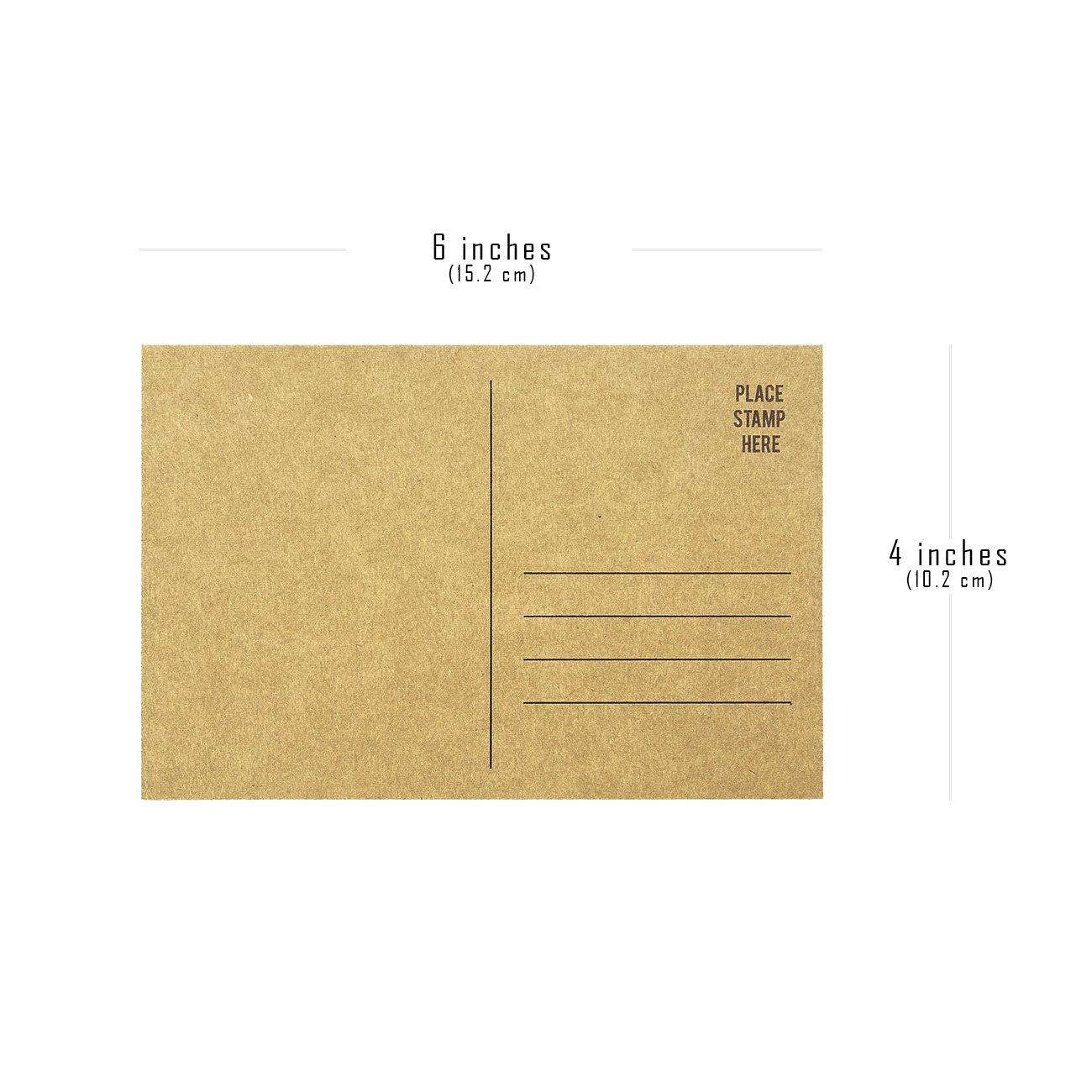 Set of 50 Brown Kraft Paper Blank Postcards Pack - Self Mailer Mailing Side Postcards 50 Pack Postage Saver - 4 x 6 inches