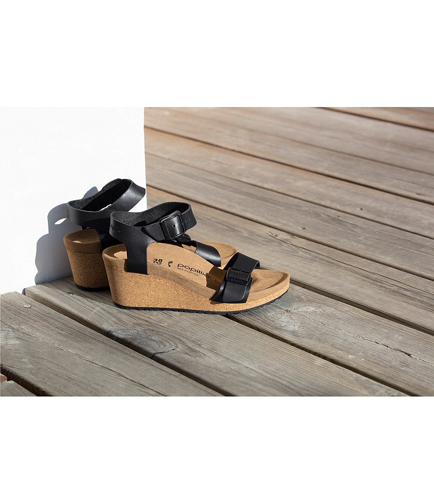 Papillio by Birkenstock Soley Leather & Cork Ankle Strap Wedges