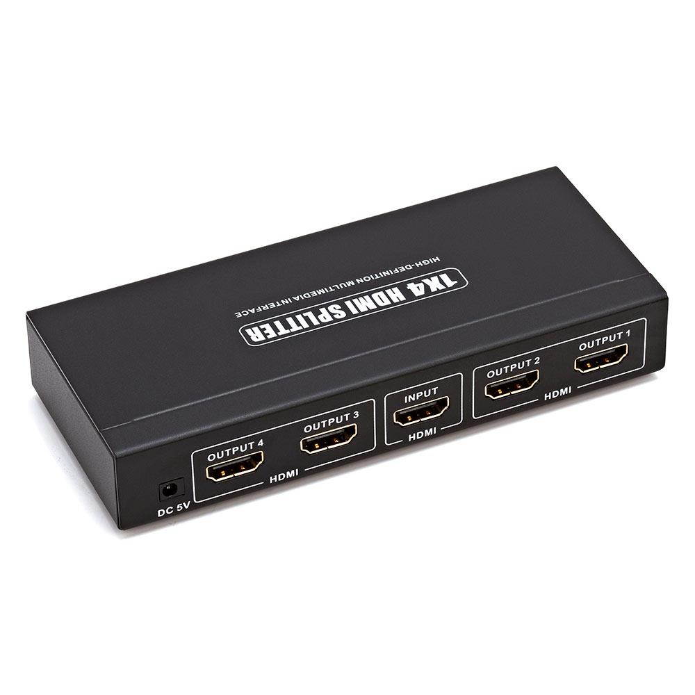 Cmple 4 Ports HDMI Powered Splitter 1x4 with Ultra HD 4K x 2K, 1080P & Full 3D support (One Input to Four Outputs)