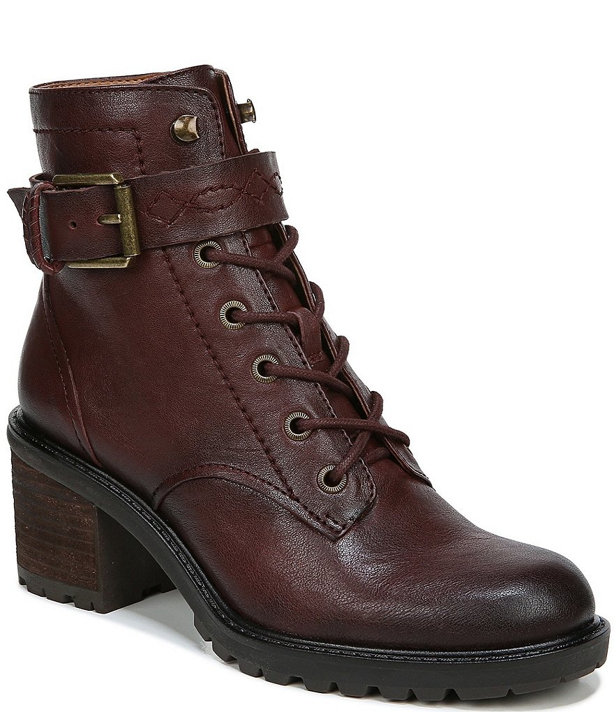 Zodiac Gemma Leather Buckle Strap Detail Lug Sole Block Heel Combat Booties