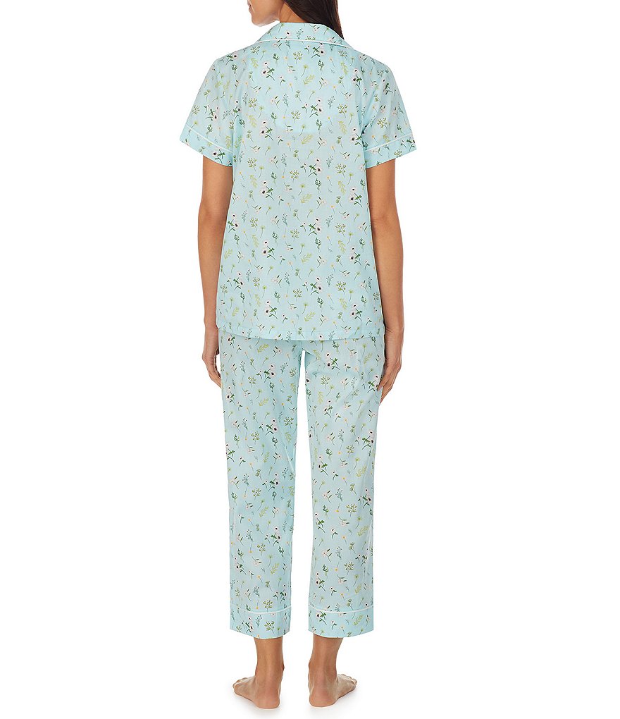 BedHead Pajamas Spring Garden Print sateen Woven Cropped Coordinating Pajama Set