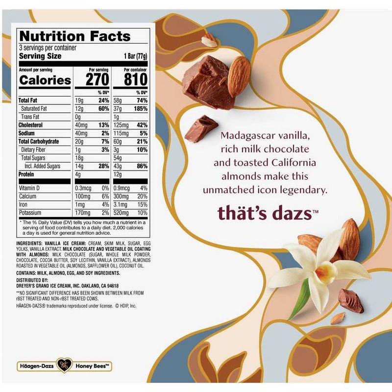 Haagen Dazs Vanilla & Almond Ice Cream Bar - 3pk