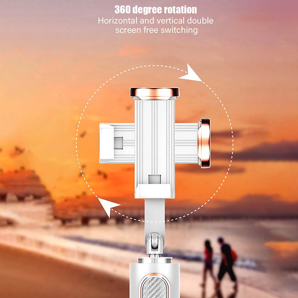 Ulanzi SK-01 Integrated Design Selfie Rod Wireless BT Remote Control Stable Tripod Bracket Portable Retractable Selfie Pole with Phone Bracket for Shooting Photos Videos Live Streaming White