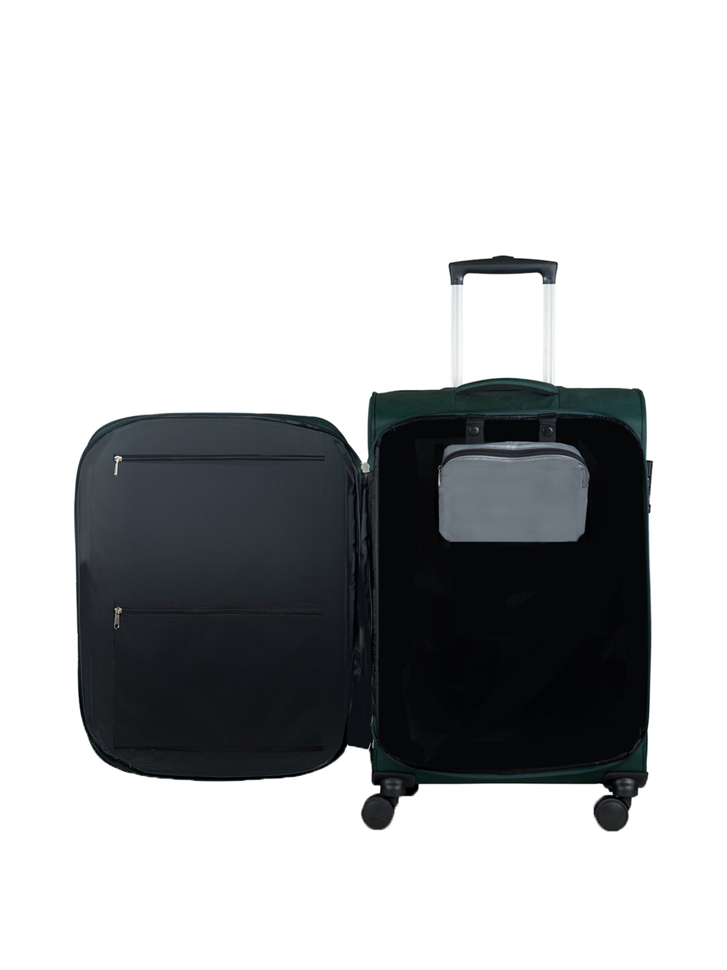 Carriall Green & Beige 4 Wheel Large Soft Cabin Trolley Pack of 3 - 79 cm