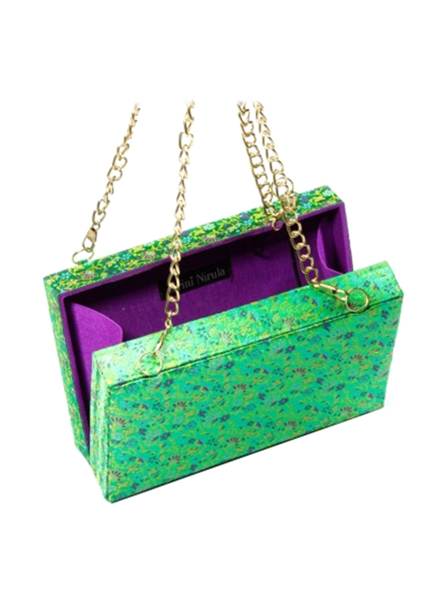 Tarini Nirula Green Fabric Box Clutch