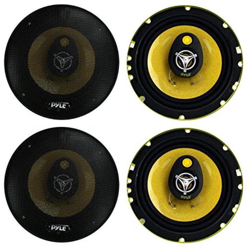 4 new pyle plg6.3 6.5" 560watt 3way car audio coaxial speakers stereo yellow