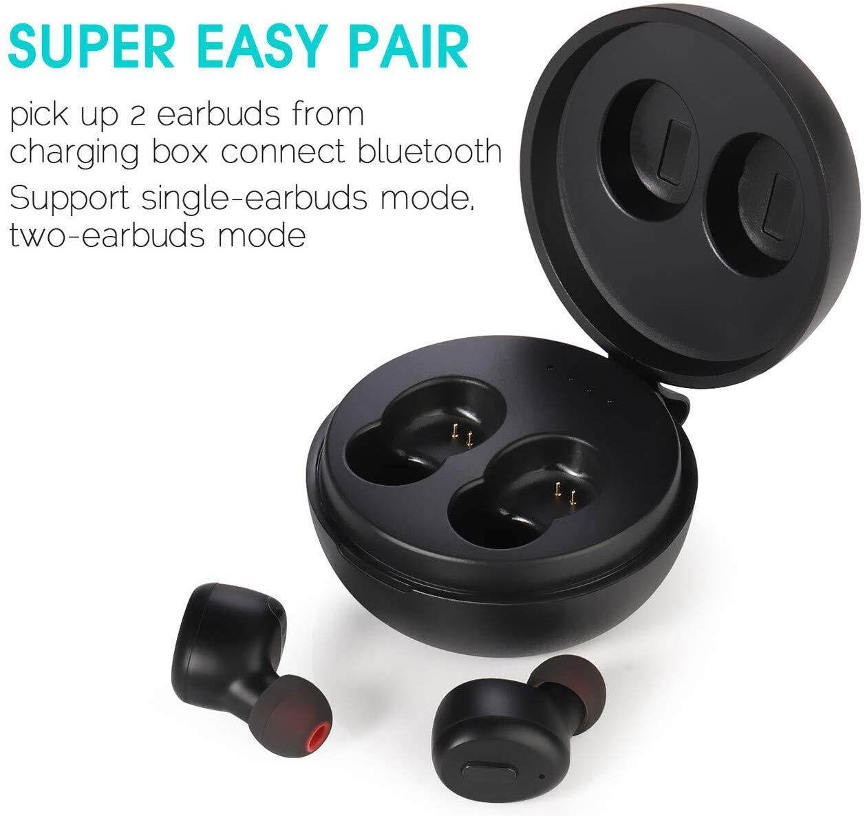 IP68 Waterproof Swimming Earbuds, Sport Bluetooth 5.0 Wireless Earbuds Built-in Mic Auto Pairing in-Ear Earphones with Charging Case Premium Stereo Sound Special for Swimming Bathing Driving Sauna