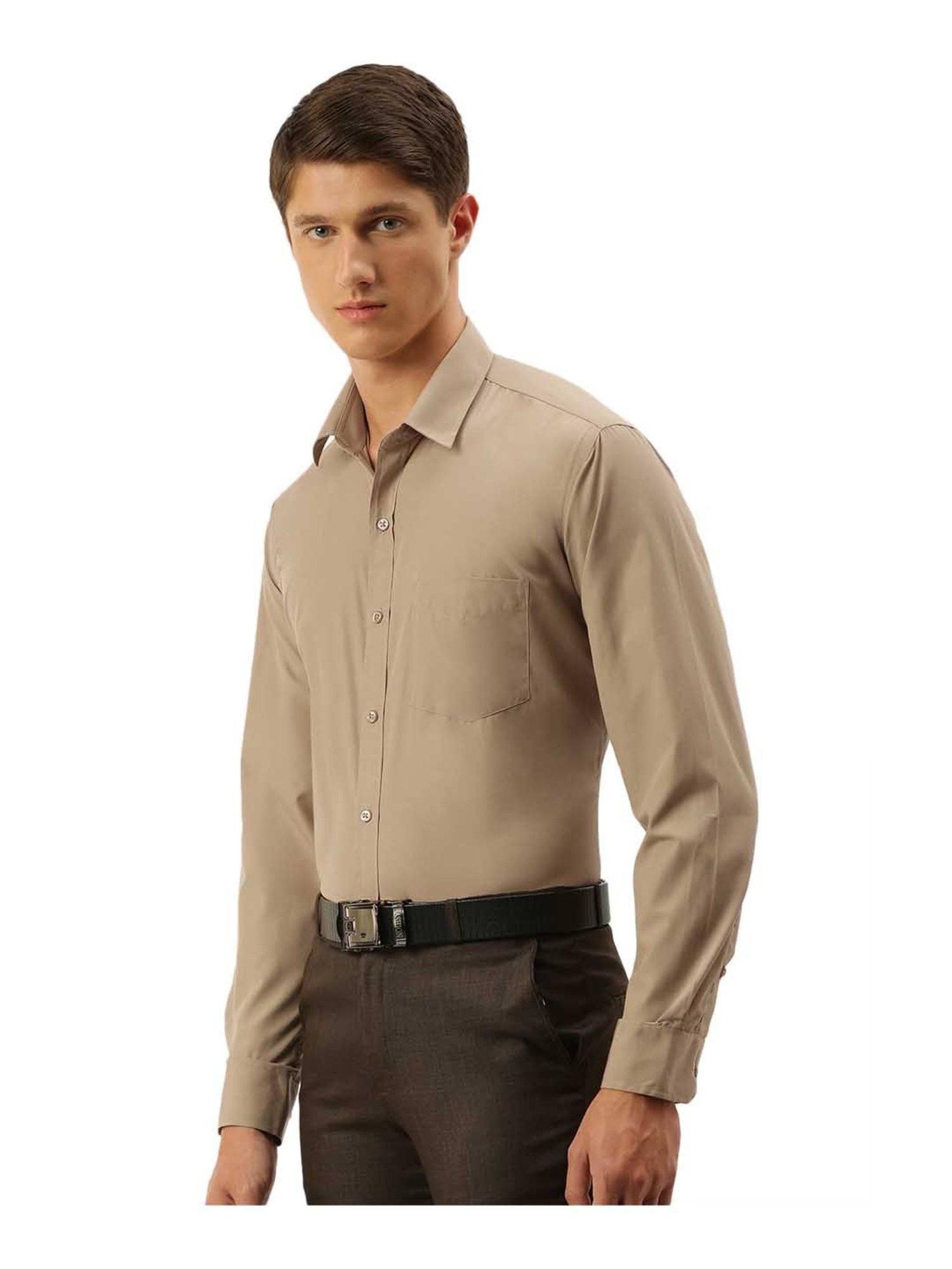 English Navy Beige Slim Fit Shirt