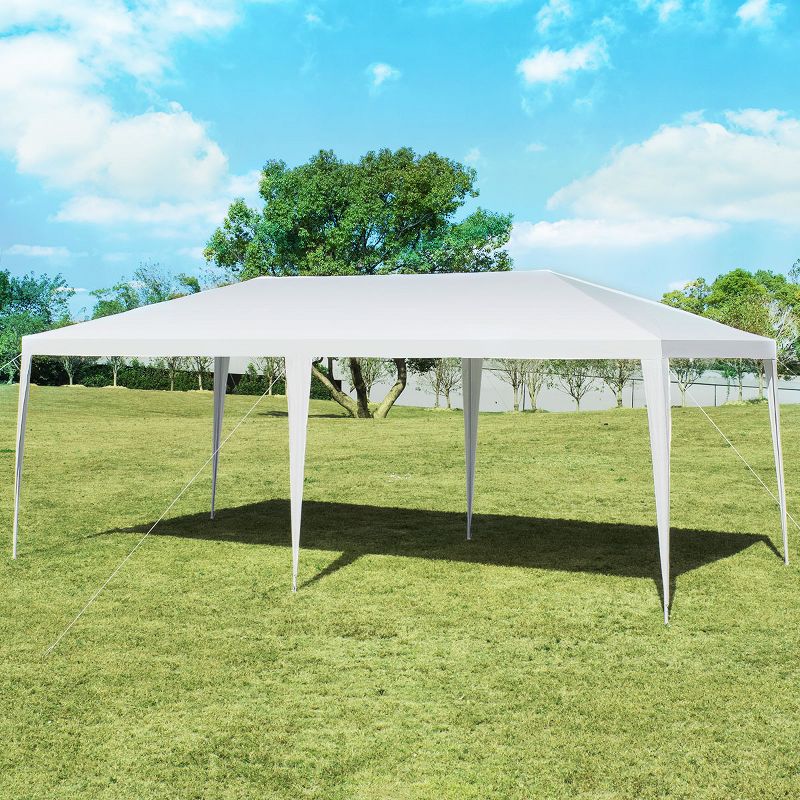 Costway Outdoor 2-Tier 10'x10' Gazebo Canopy Shelter Awning Tent Patio Garden Screw-free structure Brown