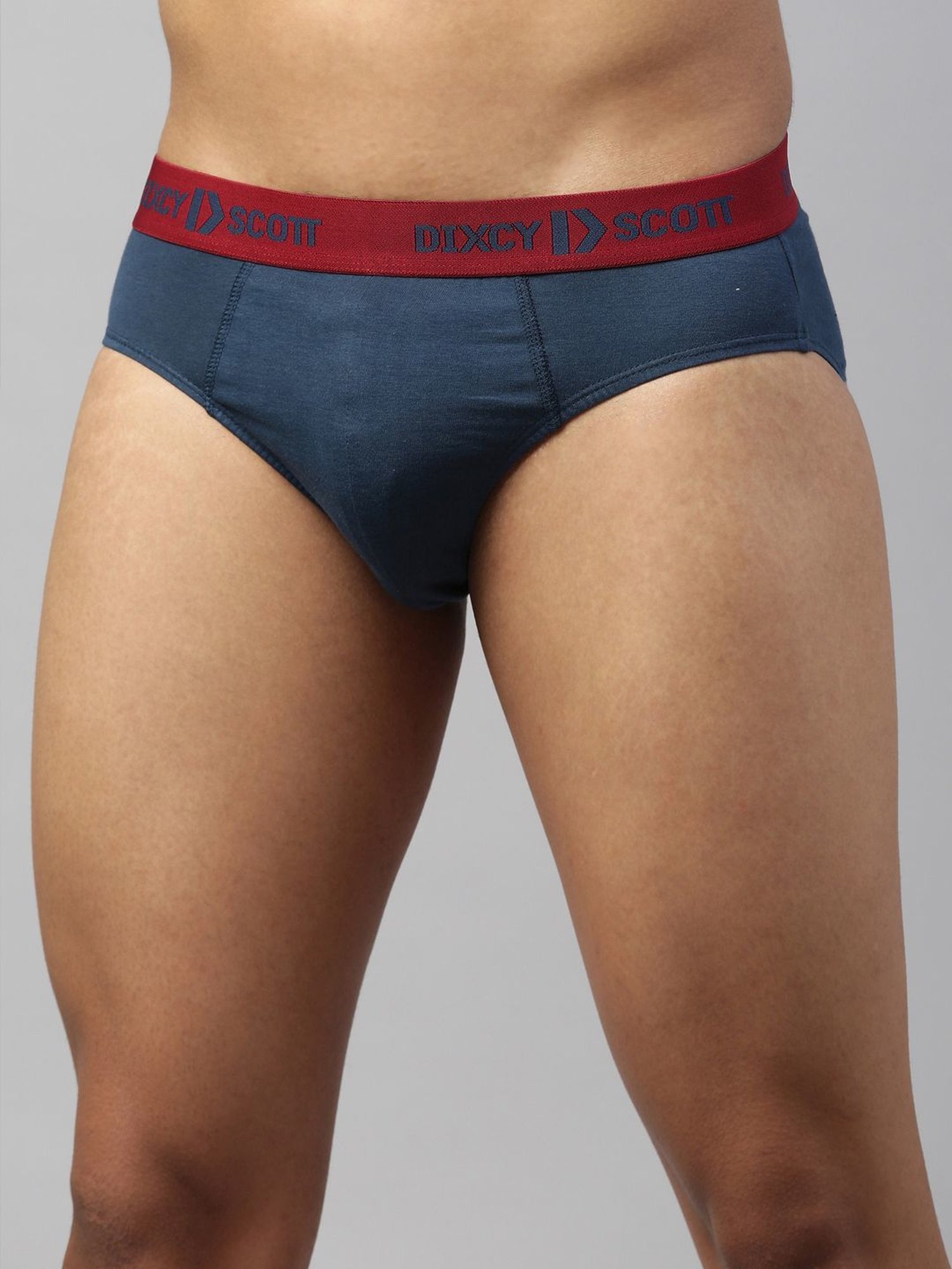 DIXCY SCOTT MAXIMUS Denim Blue & Barbados Cherry Cotton Regular Fit Briefs - Pack Of 2