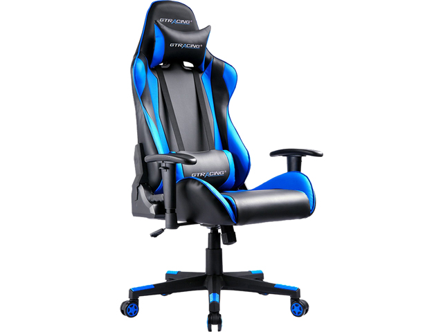 GTRACING Ergonomic Office Chair - Racing Seat, Height Adjustment, Pillows, Recliner, Swivel Rocker Tilt, for E-Sports, Computers, and Gaming