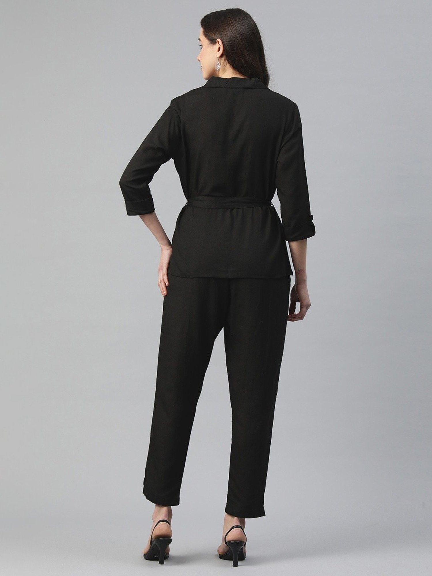 READIPRINT FASHIONS Black Regular Fit Shirt Pant Set