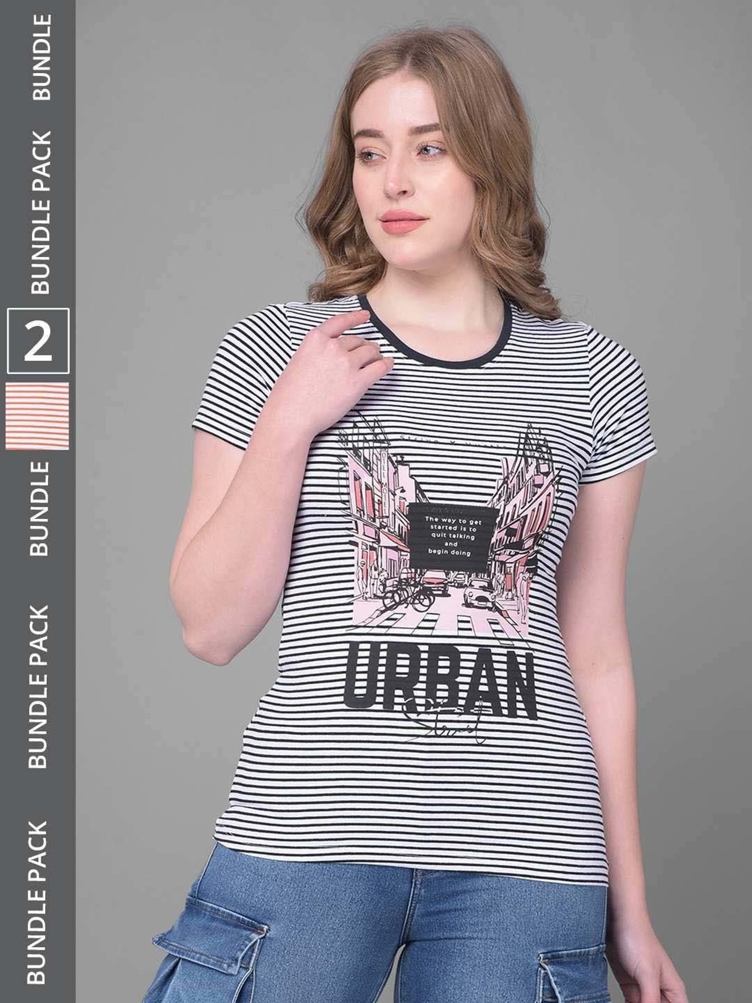 Dollar Black & Orange Cotton Striped Sports T-Shirt - Pack Of 2