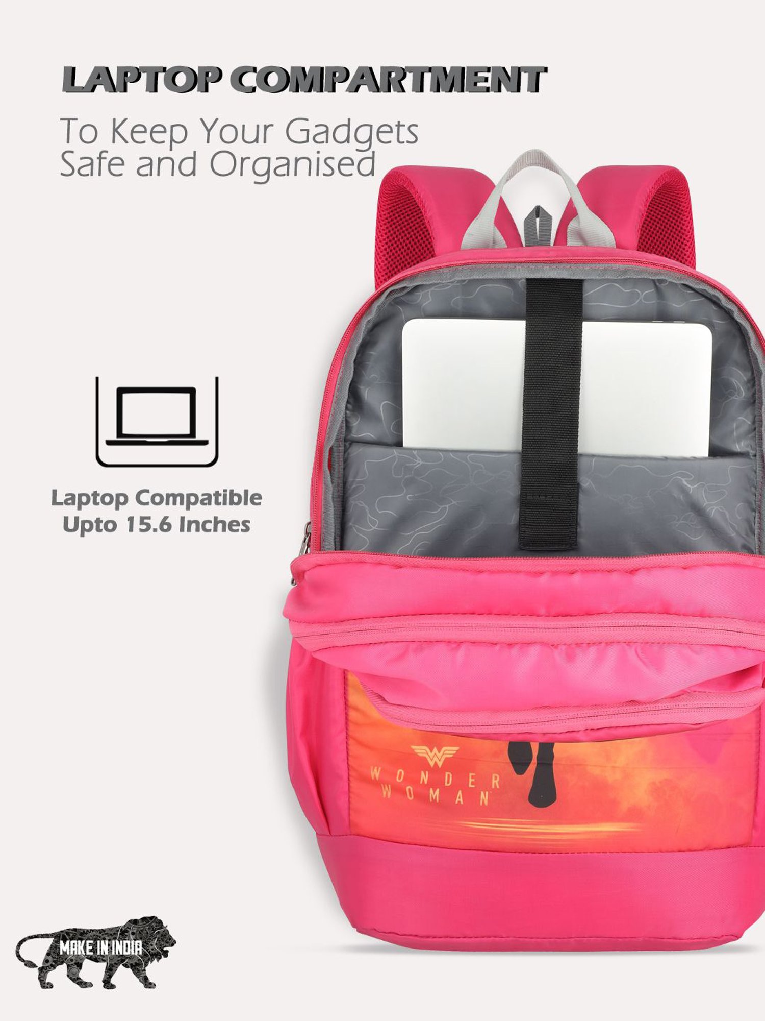 Lavie Sport Wonder woman 33L College Laptop Backpack For Boys & Girls (Magenta)