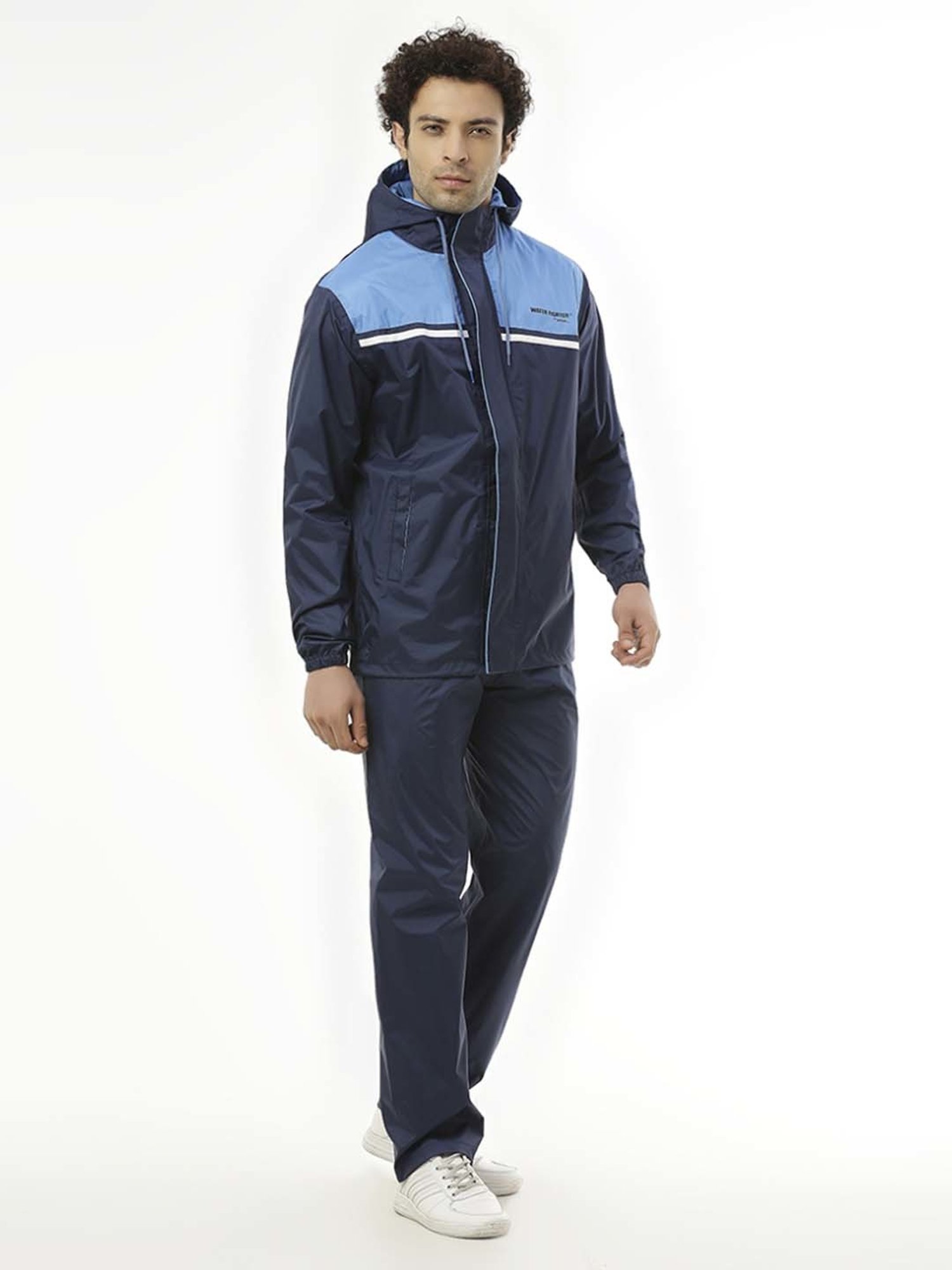 Zeel Navy Colour-Block Rainwear Jacket