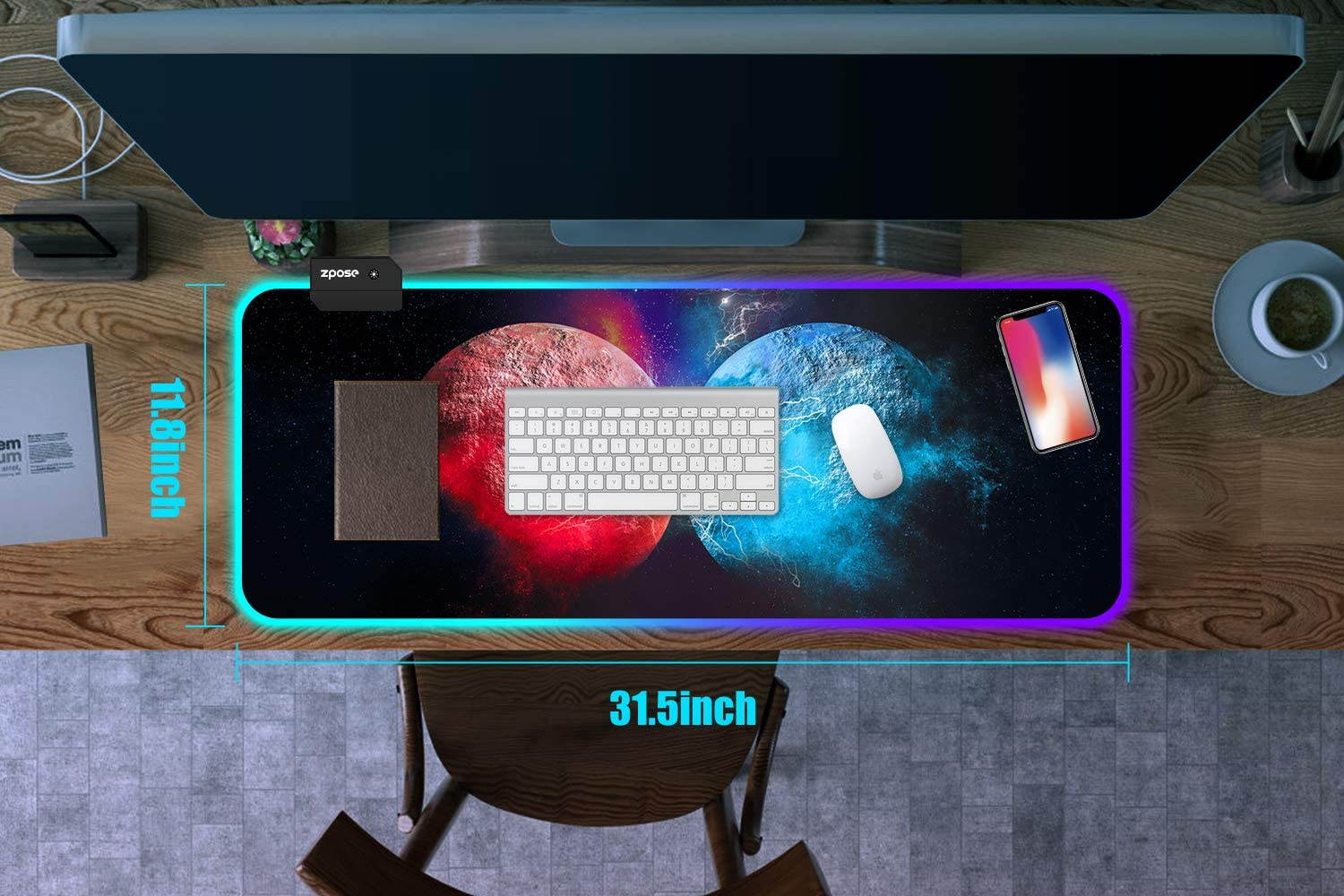 RGB Mouse Pad,  Gaming Mouse Pad, , Gaming Mousepad, Large Mouse Pad Gaming, Mouse Pad Gaming, 14 Lighting Modes, RGB Mouse Pad, Gaming Mouse Pad, 31.5x11.8 Purple