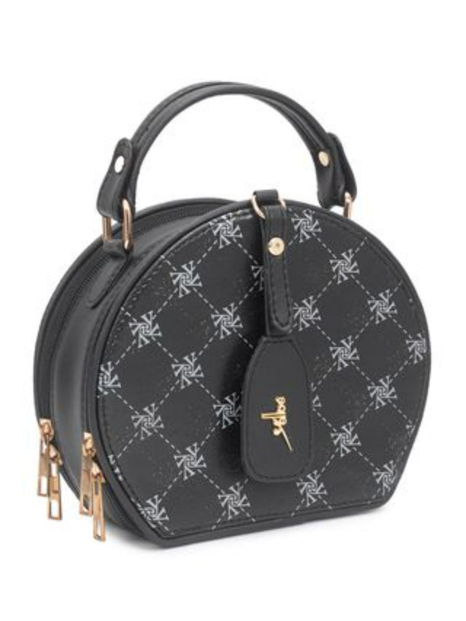Yelloe Black Printed Medium Cross Body Bag
