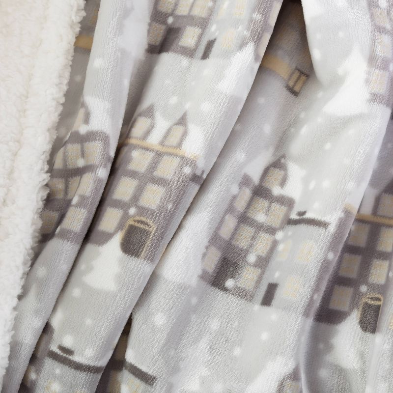 50"x60" Holiday Village Reversible Throw Blanket Gray - Better Living