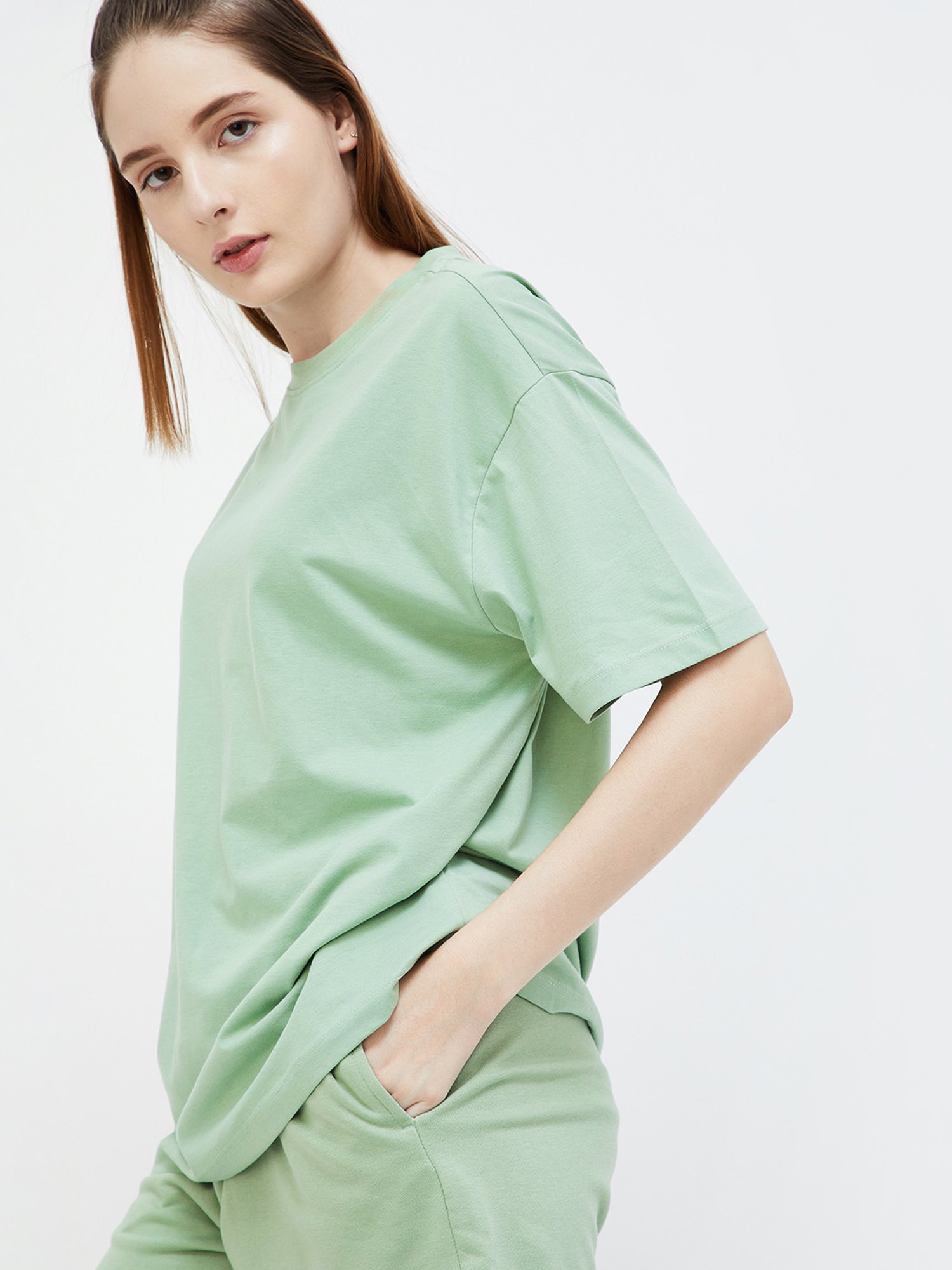 Ginger by Lifestyle Sage Green Regular Fit T-Shirt