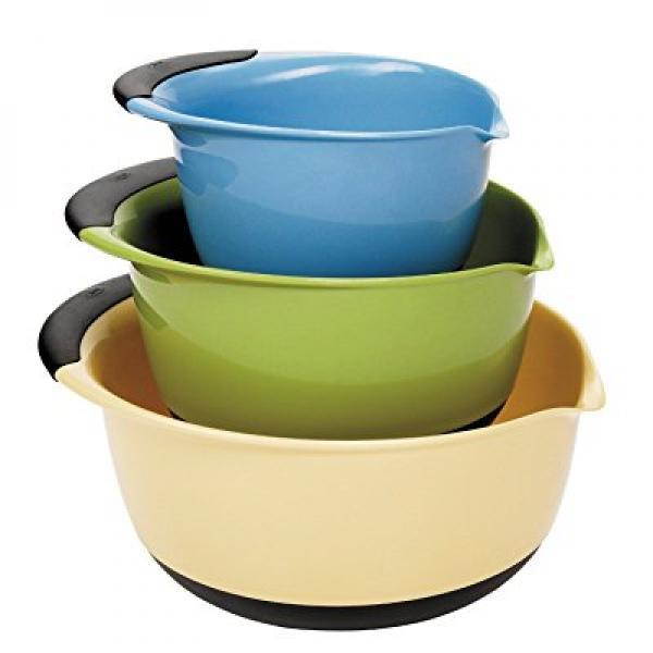 OXO Good Grips 3-Piece Mixing Bowl Set, Blue/Green/Yellow