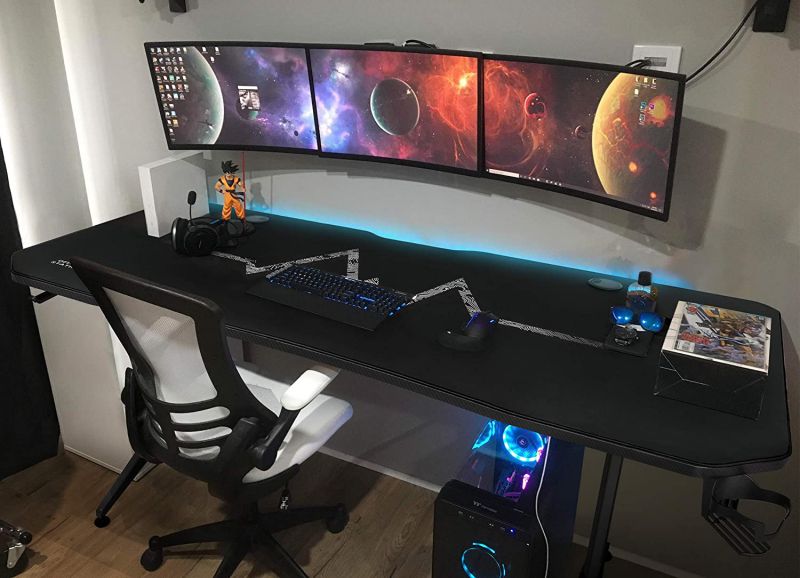 RESPAWN 3000 Gaming Computer Desk - Ergonomic Height Adjustable Gaming Desk, in Blue (RSP-3000-BLU)